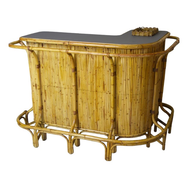 Cocktail Bar in Bamboo by Tito Agnoli, 1960s For Sale