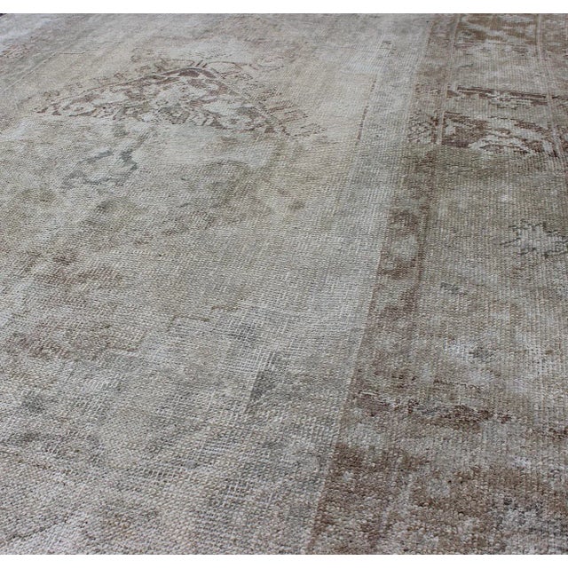 Earthy Tones Muted Turkish Oushak Rug With Faded Medallion Design For Sale In Atlanta - Image 6 of 8