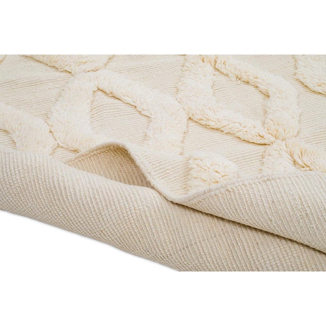 Ivory Hand-Knotted Wool Rug by Azele Studio For Sale - Image 8 of 12