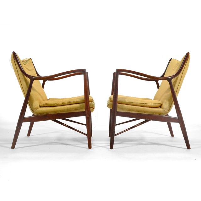 Baker Furniture Company Pair of Finn Juhl #45 Chairs by Baker For Sale - Image 4 of 9