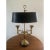 A gorgeous English Country style brass double horn bouillotte lamp with black tole shade USA, Mid-20th century Measures:...