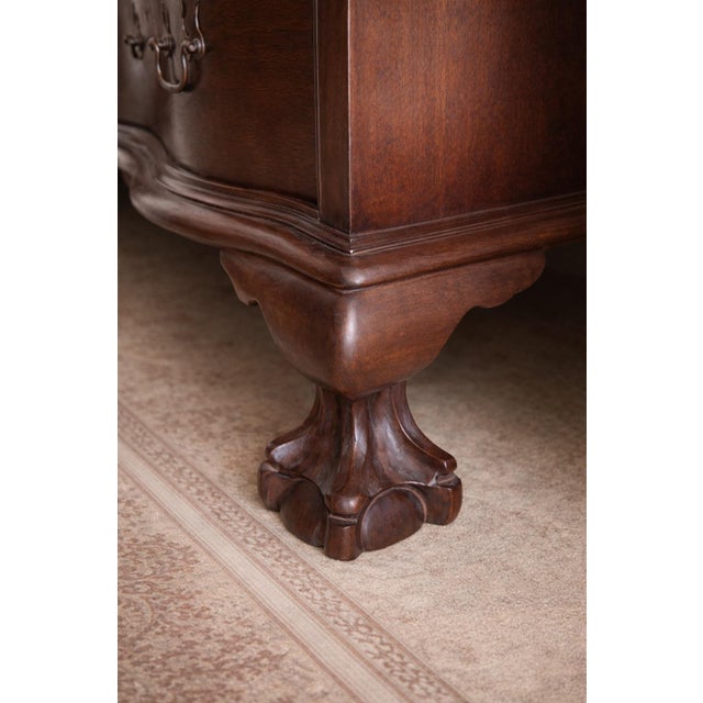 Coffee 1930s–1940s Northwestern Furniture Co. Mahogany Serpentine Secretary Bookcase Desk For Sale - Image 8 of 12