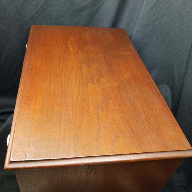 Late 20th Century 3-Drawer Table Top Spool Cabinet With Porcelain Knobs For Sale - Image 10 of 16