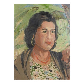 Mid 20th Century Portrait Painting of Woman in Landscape For Sale