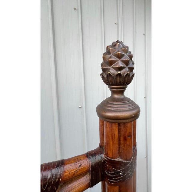 1990s Hollywood Regency Pagoda Style Rattan Bed - Queen Size For Sale - Image 5 of 9