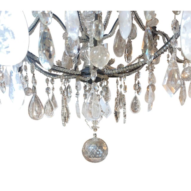 Early 20th Century Venetian Wrought Iron, Rock Crystal & Cut Glass Chandelier For Sale - Image 4 of 8