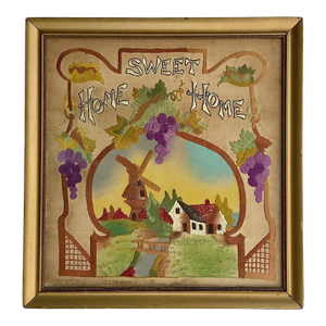 Circa 1930s Home Sweet Home Framed Embroidery