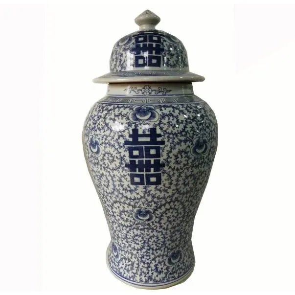 Chinese Double Happiness Blue and White Porcelain Ginger Jar For Sale - Image 10 of 10