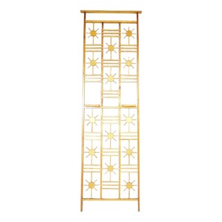French Pine Room Divider with Sunburst Accents, 1960s For Sale