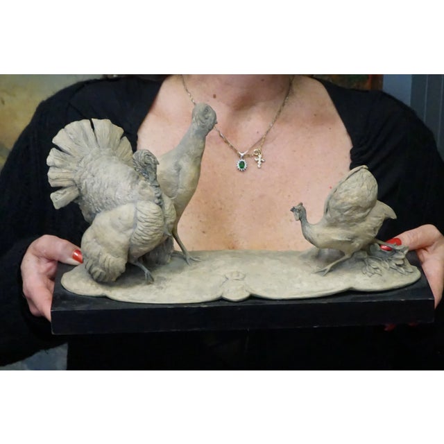 Black 20th Century Art Nouveau Group of Turkeys and Rooster by Guido Cacciapuoti, Italy, 1920s-1940s For Sale - Image 8 of 18