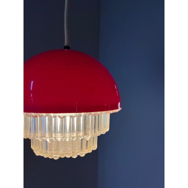Red Red Plastic Hanging Lamp For Sale - Image 8 of 11