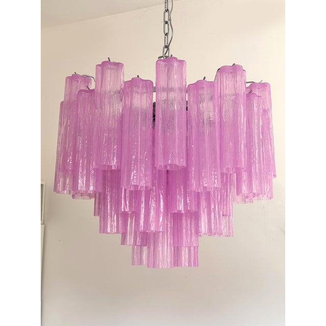 Spectacular Fucsia “Tronchi” Murano Glass Chandelier D60 For Sale - Image 6 of 6