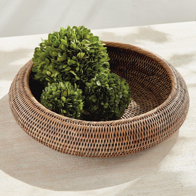 Wood Burma Rattan Shallow Display Bowls, Set Of 2 For Sale - Image 7 of 9