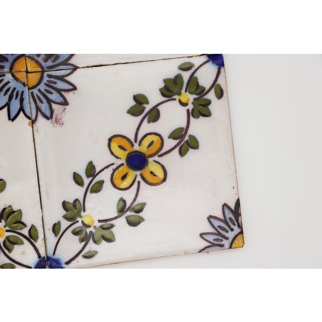White 19th Century Set of Four Floral Tiles, Portuguese Baroque For Sale - Image 8 of 9