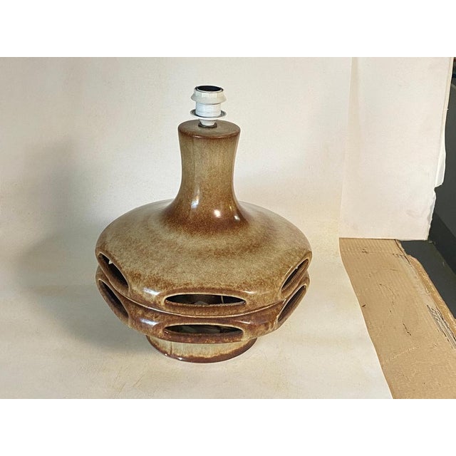Large Brown Color Table Lamp in Ceramic, West Germany, France, 1970s For Sale - Image 10 of 18