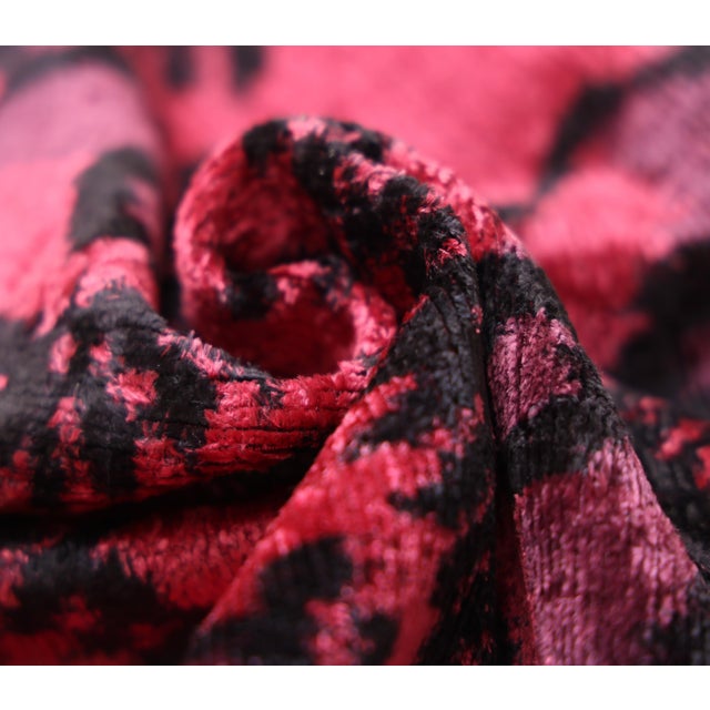 Burnt Orange Hand-Knotted Silk Velvet Ikat Lumbar Pillow - 16x24 Crimson & Plum For Sale - Image 8 of 8