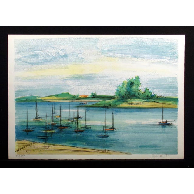 Impressionist "Port D'Honfleur" Signed Numbered Lithograph Print by Sacha Chimkevitch For Sale - Image 3 of 5