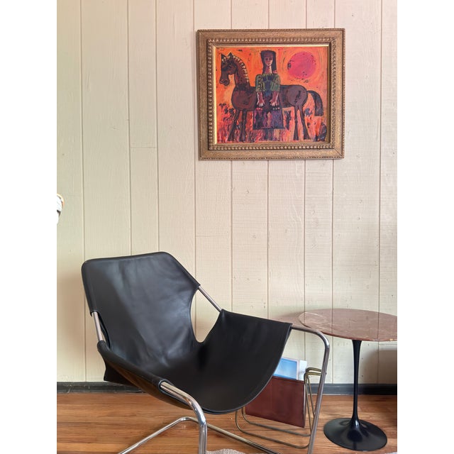 Plastic Thomas Knitch (1925-2002) Modernist Figure With Horse Vintage Painting Framed For Sale - Image 7 of 10