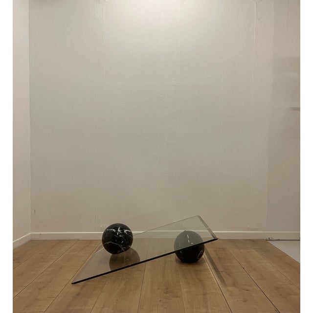 Black Asymmetrical Coffee Table in Glass and Marble from Roche Bobois, 1980s For Sale - Image 8 of 18