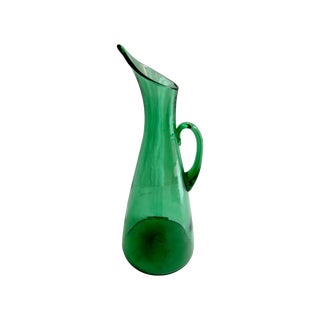 Modernist Green Blenko Vase Pitcher For Sale