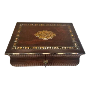 Antique 19th Century Rosewood Inlaid Writing Box