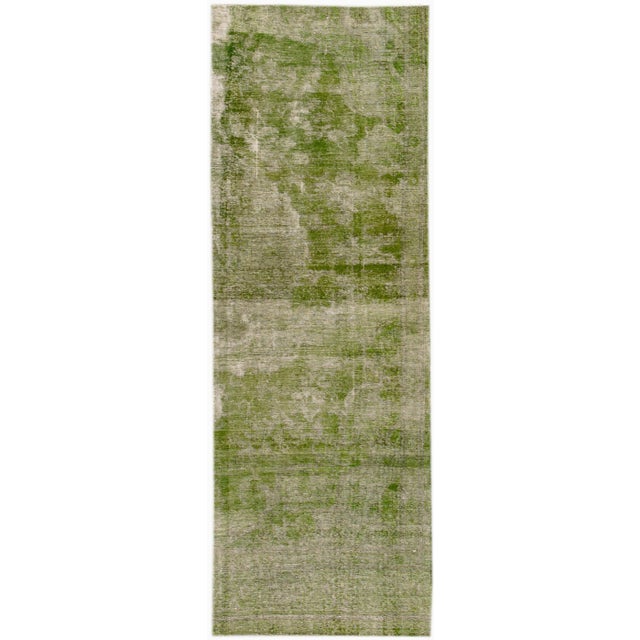 1960s Green Vintage Overdyed Handmade Wool Runner For Sale - Image 5 of 5