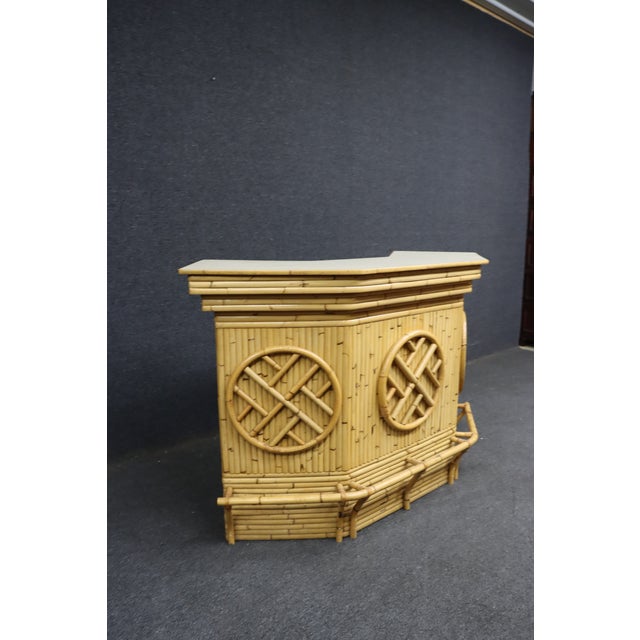 Mid-Century Modern Mid-Century Modern Split Bamboo & Rattan Tiki Dry Bar For Sale - Image 3 of 18