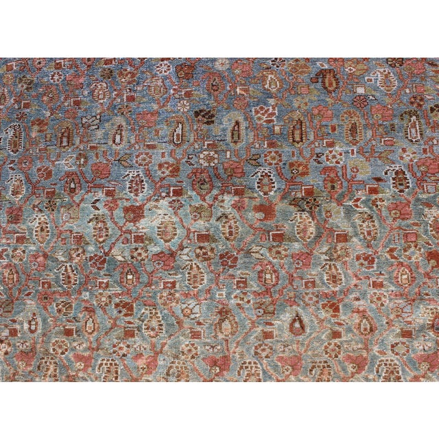 Antique Persian Malayer Rug With All-Over Design in Gray, Blue, Red & Ivory 6'11 X 13'4 For Sale In Atlanta - Image 6 of 9