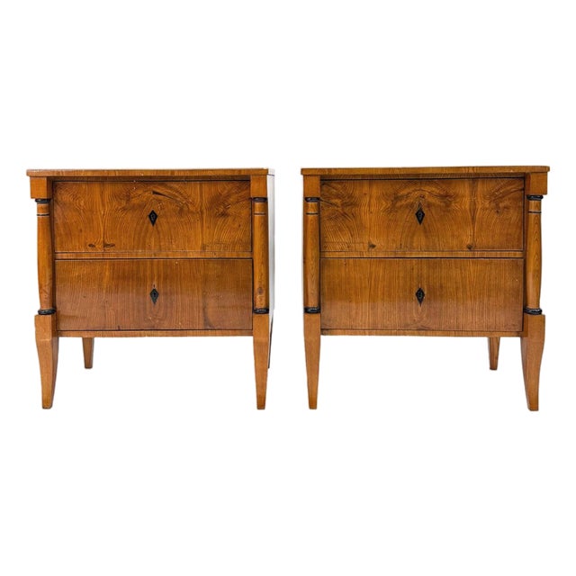 19th Century Biedermeier Elm Chests of Drawers - A Pair For Sale