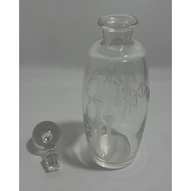 Vintage Noritake Sasaki Bamboo Etched Crystal Cocktail Shaker & Decanter Set For Sale - Image 4 of 12
