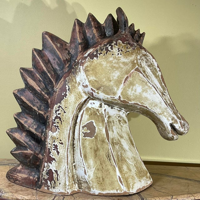 Ceramic Mid -20th Century Terracotta Horse Head 19” W X 19”w X 8”d For Sale - Image 7 of 18