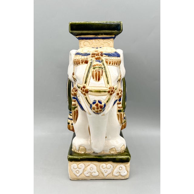 Vintage Ceramic Elephant Plant Stand – Chinoiserie / Hollywood Regency / Asian Inspired For Sale In Houston - Image 6 of 12