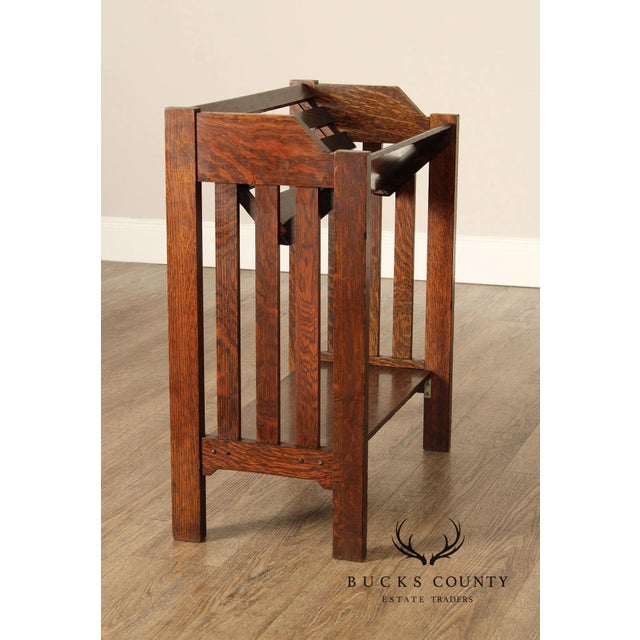Mission Mission Oak Arts & Crafts Magazine Stand Book Trough For Sale - Image 3 of 7