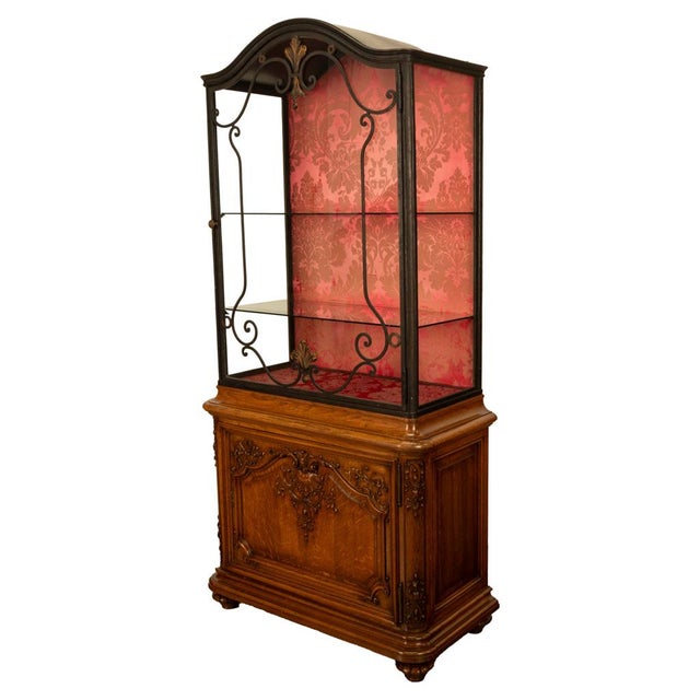 Antique French Louis Vvi Carved Oak Iron & Glass Vitrine by Maison Soubrier 1900 For Sale - Image 10 of 18