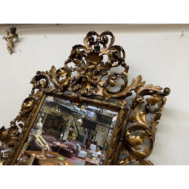 Florentine Mirror with Gilded Acanthus Leaf Details For Sale - Image 11 of 13