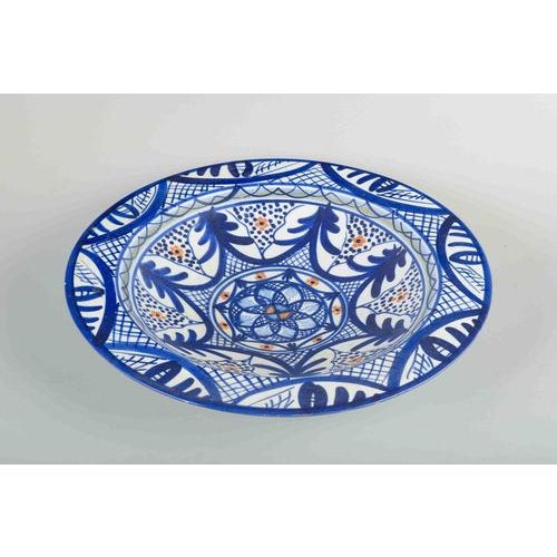 Italian Studio Pottery Faience Dish with Geometric and Floral Pattern, 1960s For Sale - Image 3 of 5