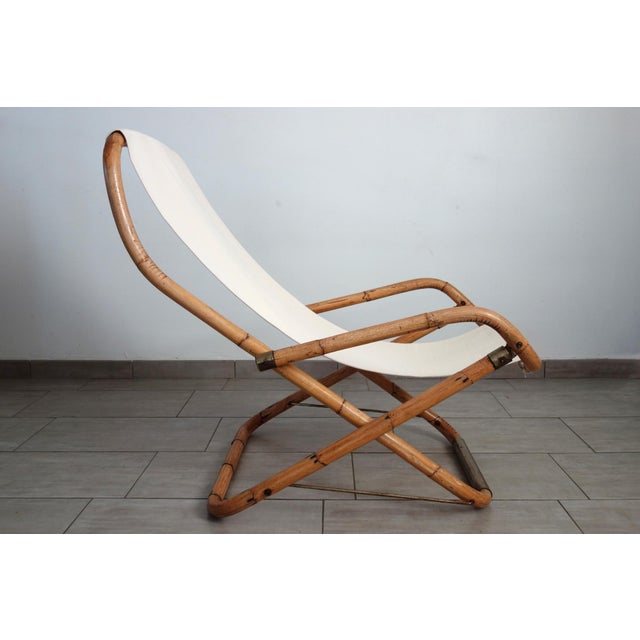 Folding Bamboo and Brass Deck Chairs, Italy, 1960s, Set of 2 For Sale - Image 13 of 16