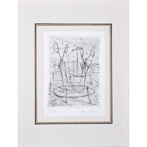 Ivan Mosca, Abstract Composition, Etching on Paper, 1949 For Sale
