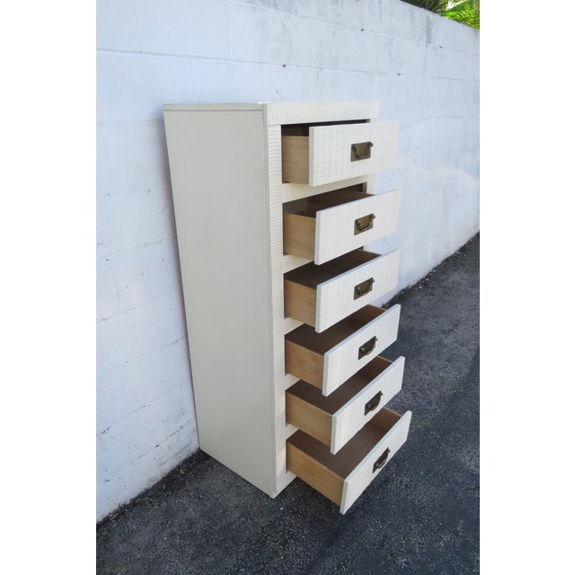 Late 20th Century Hollywood Regency Painted Woven Wicker Tall Narrow Lingerie Jewelry Chest For Sale - Image 11 of 13