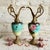 Victorian Victorian Austrian Hand Painted Ewers Pair-Griffin-Green Man-Bronze-Antique-Rose For Sale - Image 3 of 11