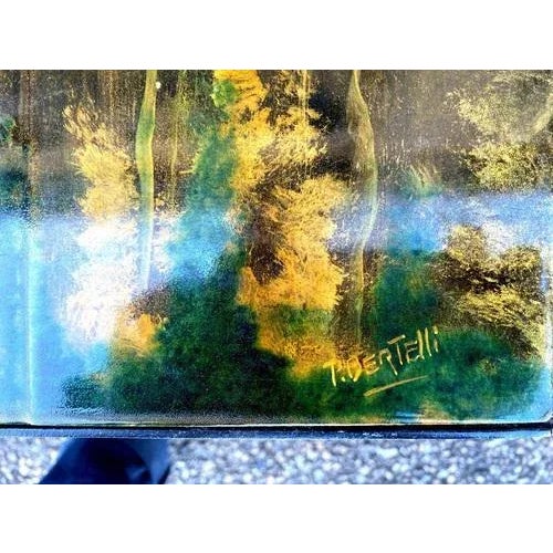 Black Lacquered Wood Table with Fish Decorations and Wrought Iron Base by P. Bertille, 20th Century For Sale - Image 8 of 10