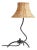 Rattan Shade & Iron Curved Arm Lamp For Sale