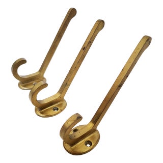 Viennese Art Nouveau Brass Hooks, 1900, Set of 3 For Sale