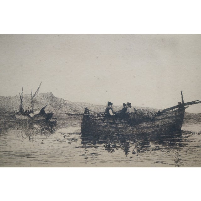 Antique James Calahan Signed Maritime Sailboat Seascape Etching After Boulanachi For Sale - Image 9 of 9