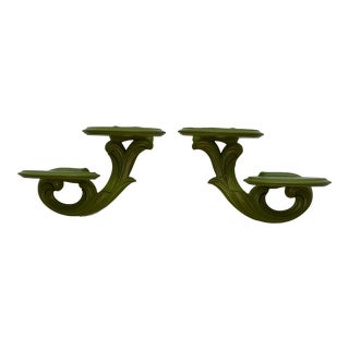 1960s Syroco Wood Wall Mounted Art Nouveau Shelves - a Pair For Sale