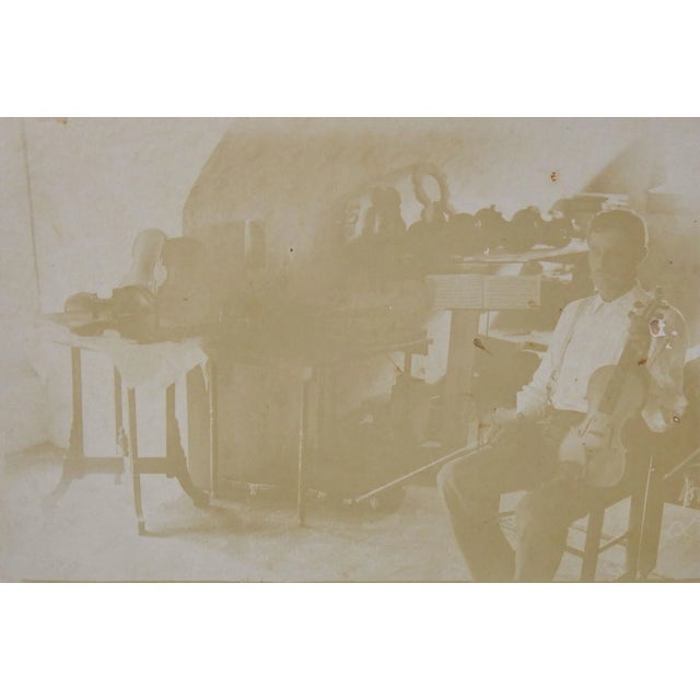 Antique Albumen Photograph Violin Maker Studio For Sale
