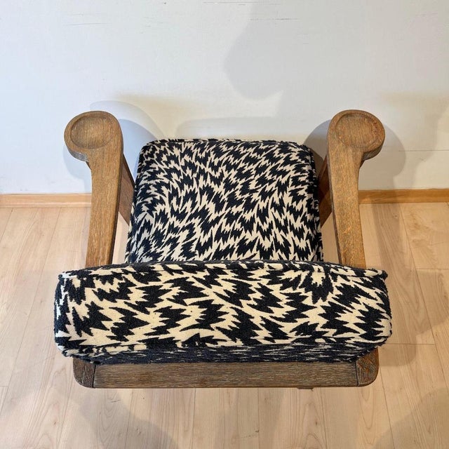 Art Deco Limed Oak Club Chair from De Coene, Belgium, 1930s For Sale - Image 14 of 18