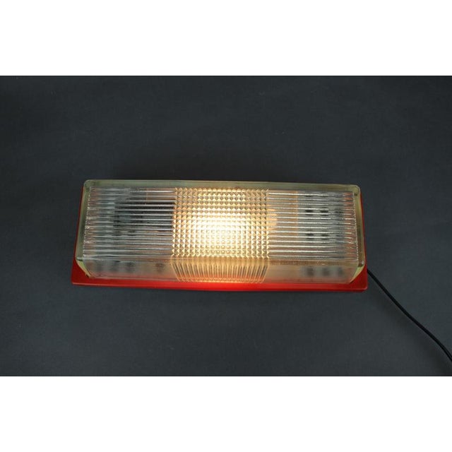 Gold Space Age Wall Lamp with Red Plastic and Glass, Czechoslovak, 1970s For Sale - Image 8 of 11