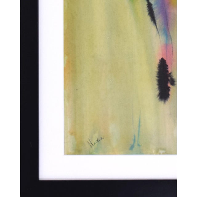 Large Vintage Mid Century Abstract Expressionist Watercolor Painting by Gene Hutner For Sale In New York - Image 6 of 6