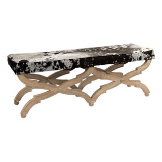 Crescenzo Double Bench - Speckled Cowhide / Oak Frame For Sale